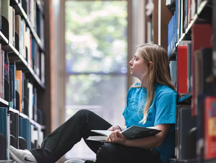 girl in library